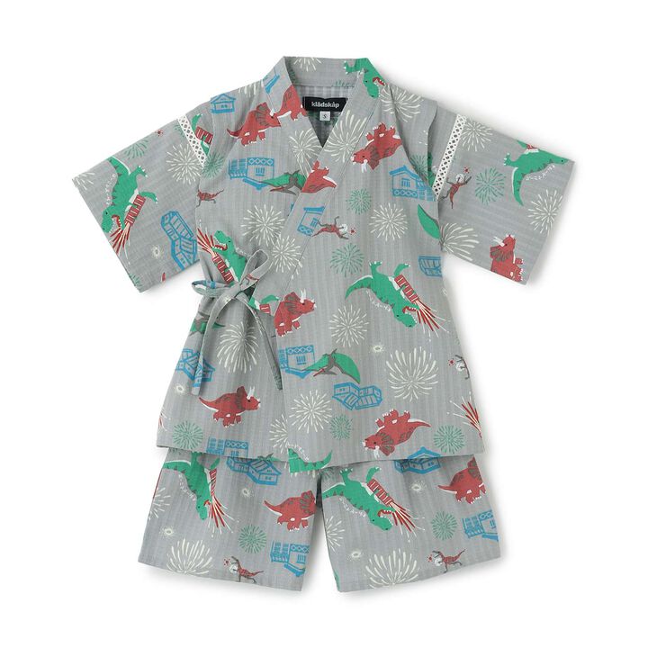 Dinosaur Print Jinbei,Gray, medium image number 0