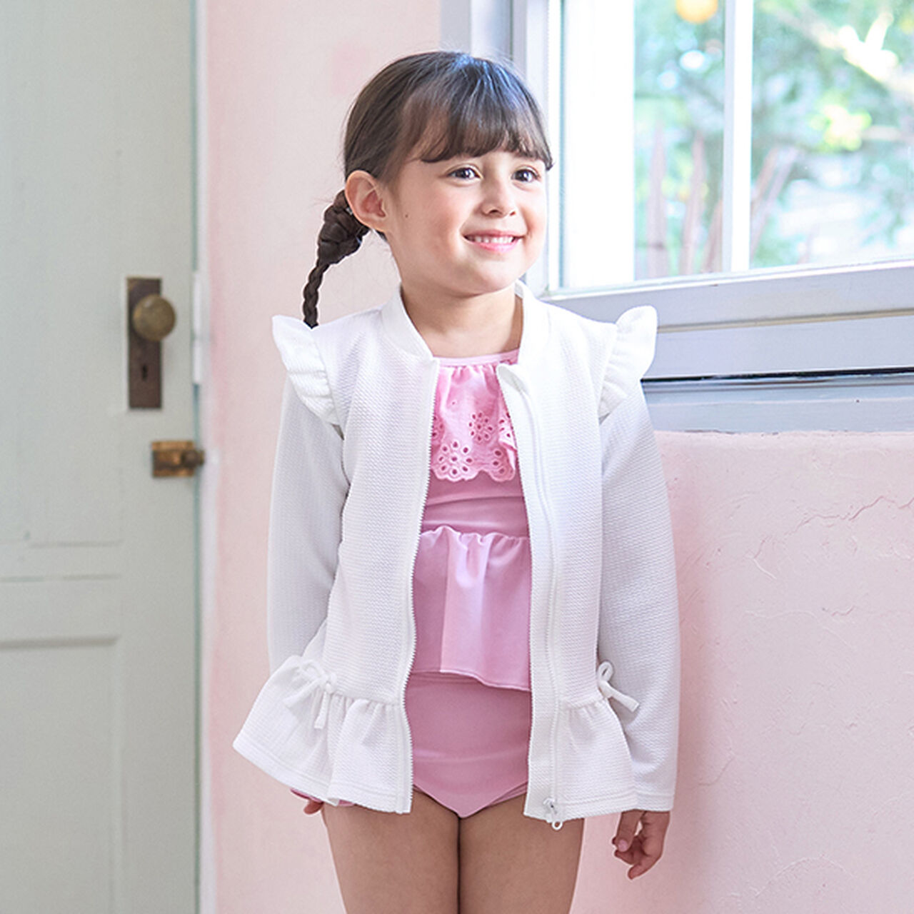 [SWIM] [UV Processing] Hem Frill Zip Rash Guard,Mint, large image number 27