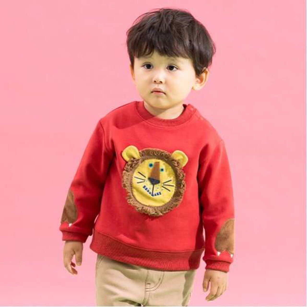 Lion Applique Sweatshirt,Red, large image number 0