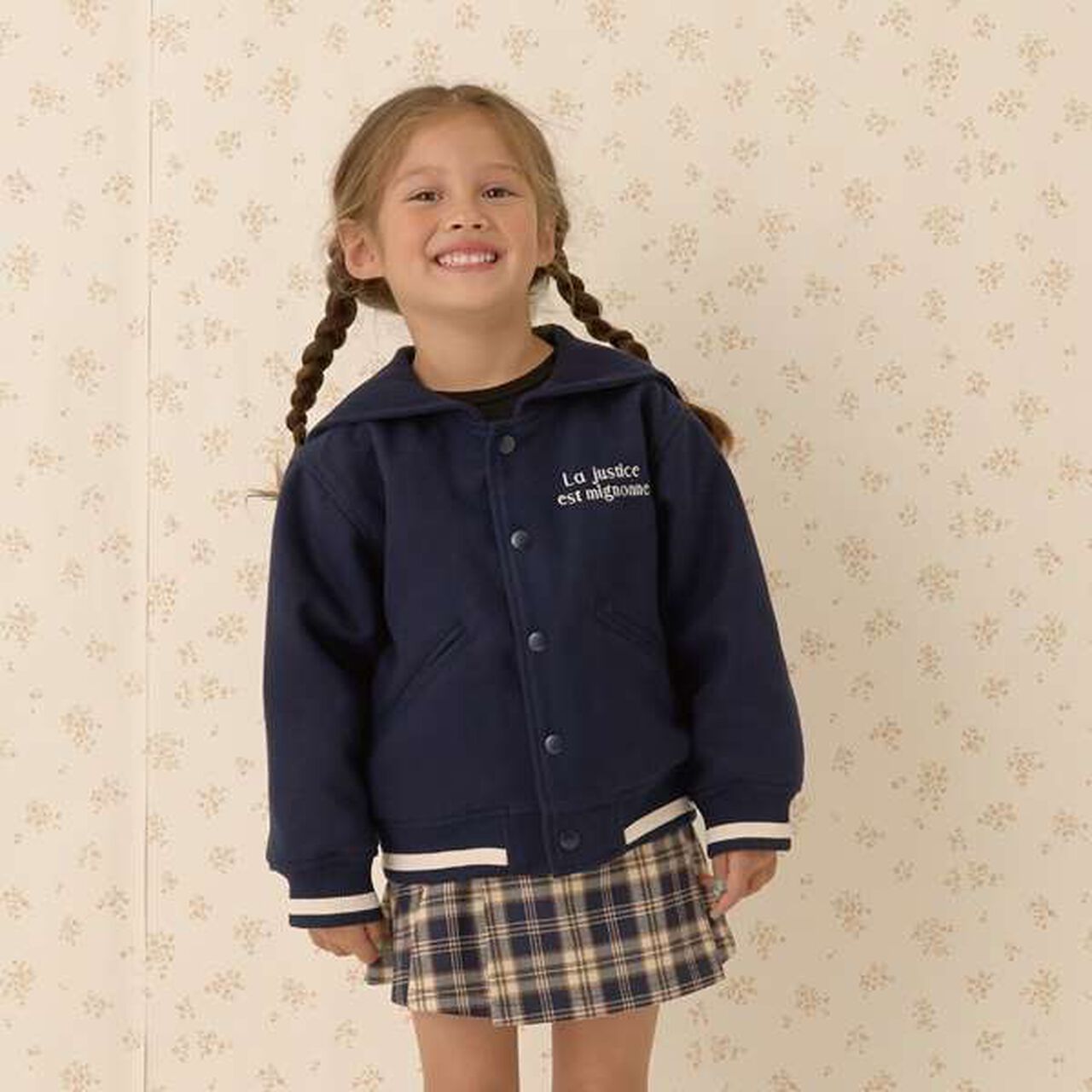 Sailor Collar Varsity Jacket,Beige, large image number 22