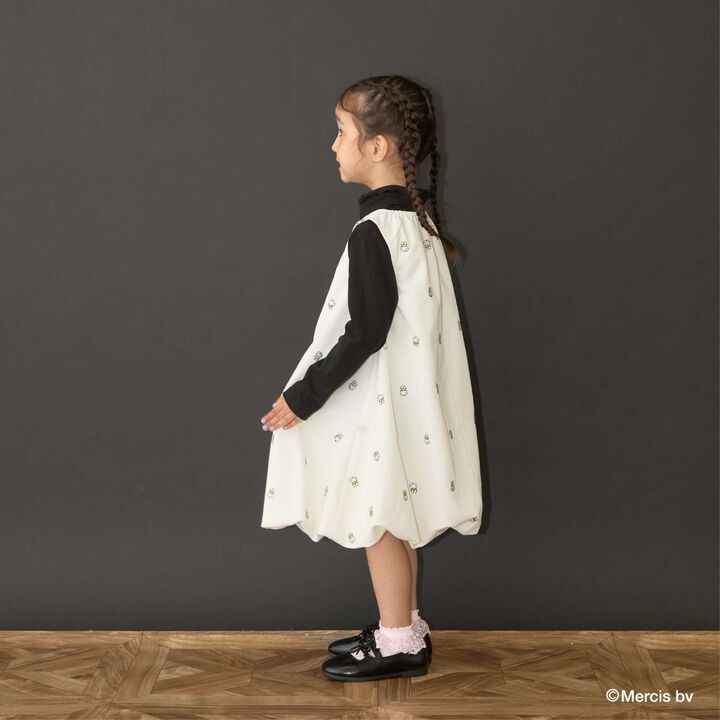 Miffy Embroidered All-Over Pattern Balloon One-Piece Dress,Black, medium image number 13