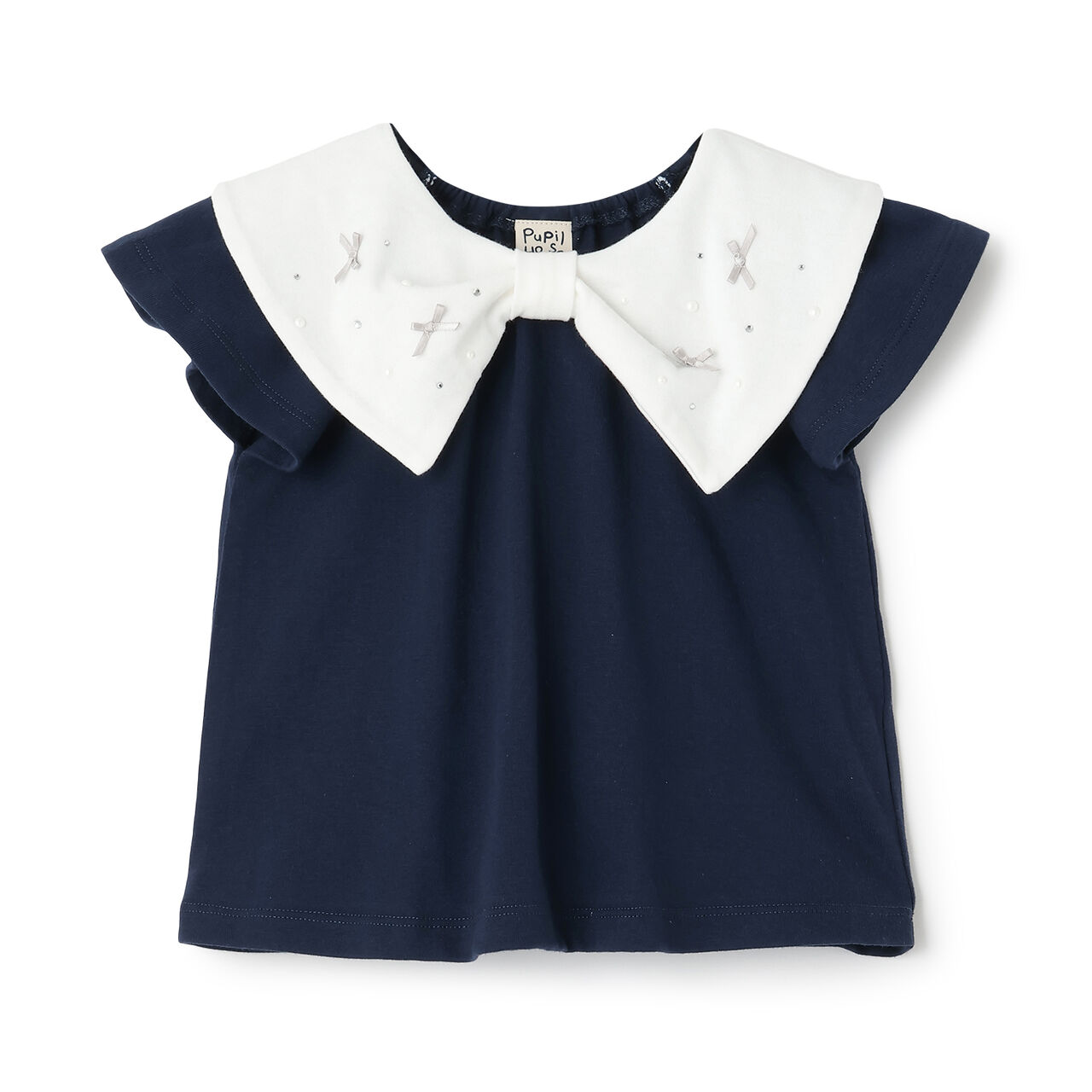 Big Ribbon Collar Frill Sleeve Tunic,Lavender, large image number 7
