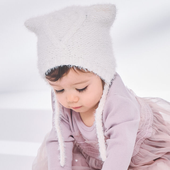 Cat Ear Knit Beanie,Black, medium image number 1