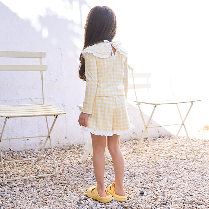 [SWIM] [UV Processing] Assorted Pattern Frill Collar Rash Guard & Pants Set,Navy, medium image number 2