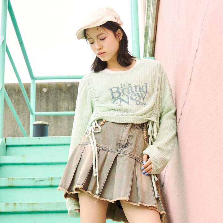 [LTXC/Arael] Logo Drawstring Sheer Knit Set,, medium