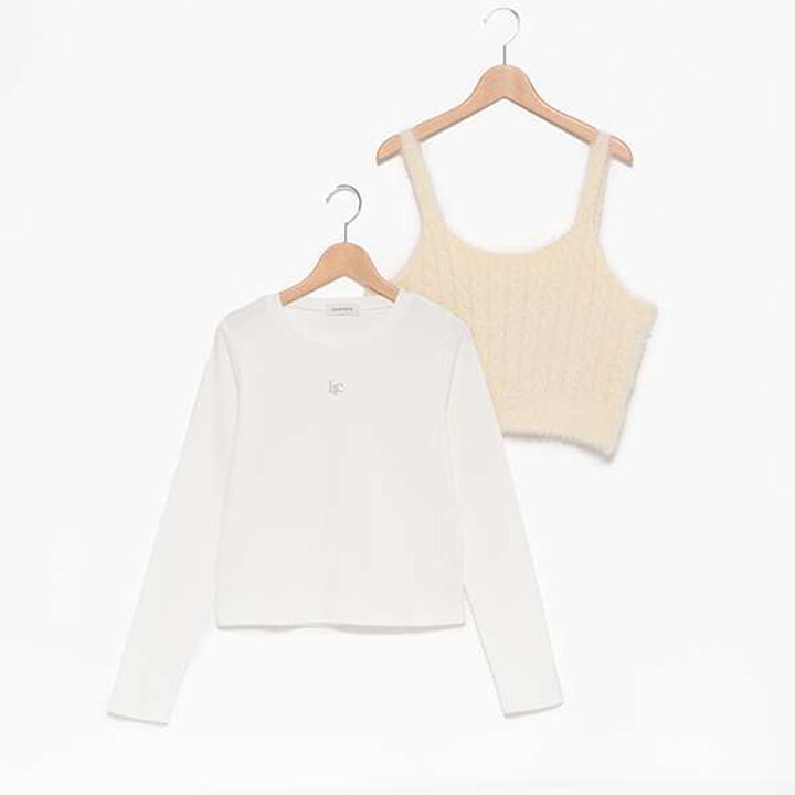 Washable Shaggy Vest Inner Set,Light gray, medium image number 14