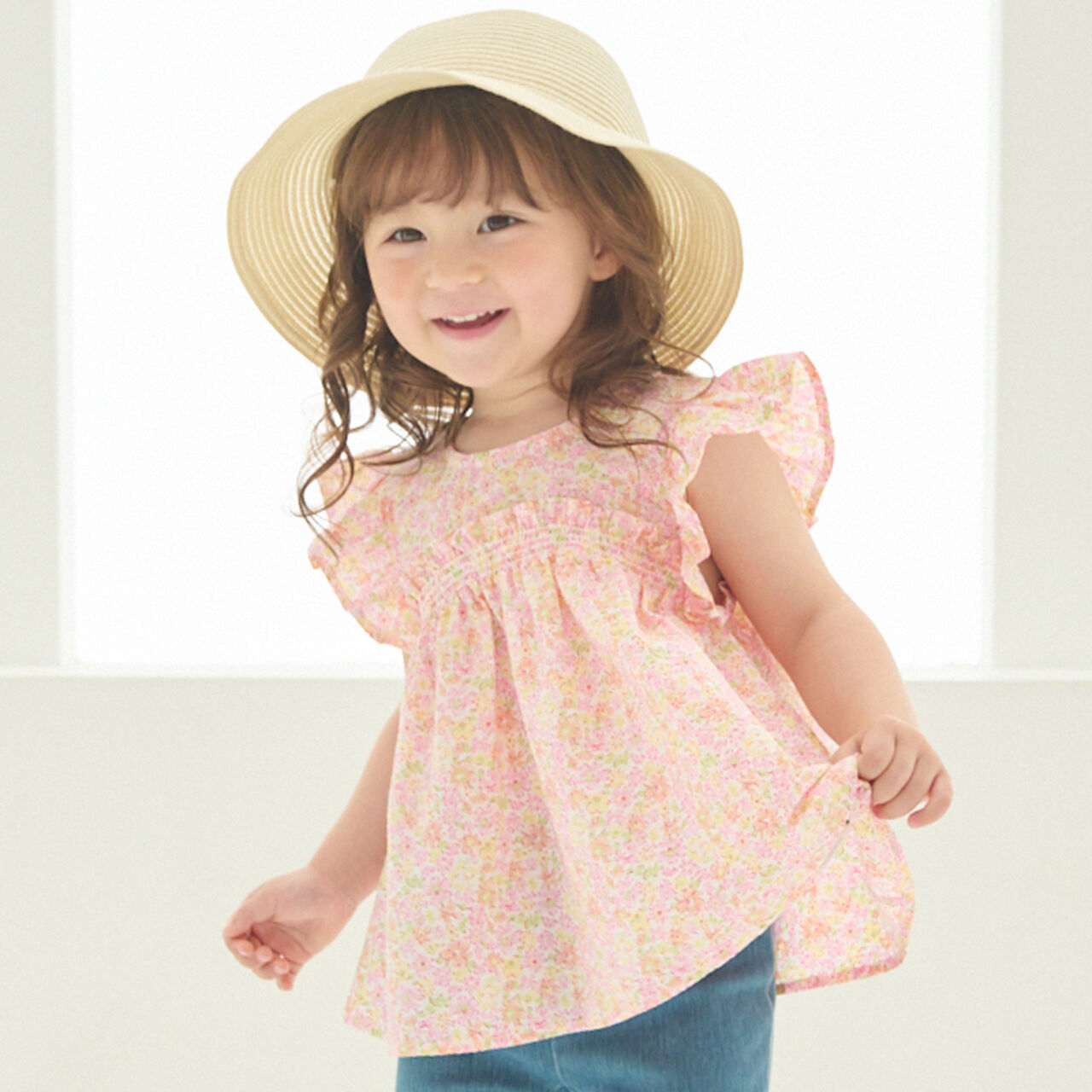 [Link] Floral Pattern Seersucker Tunic,Pink, large image number 0