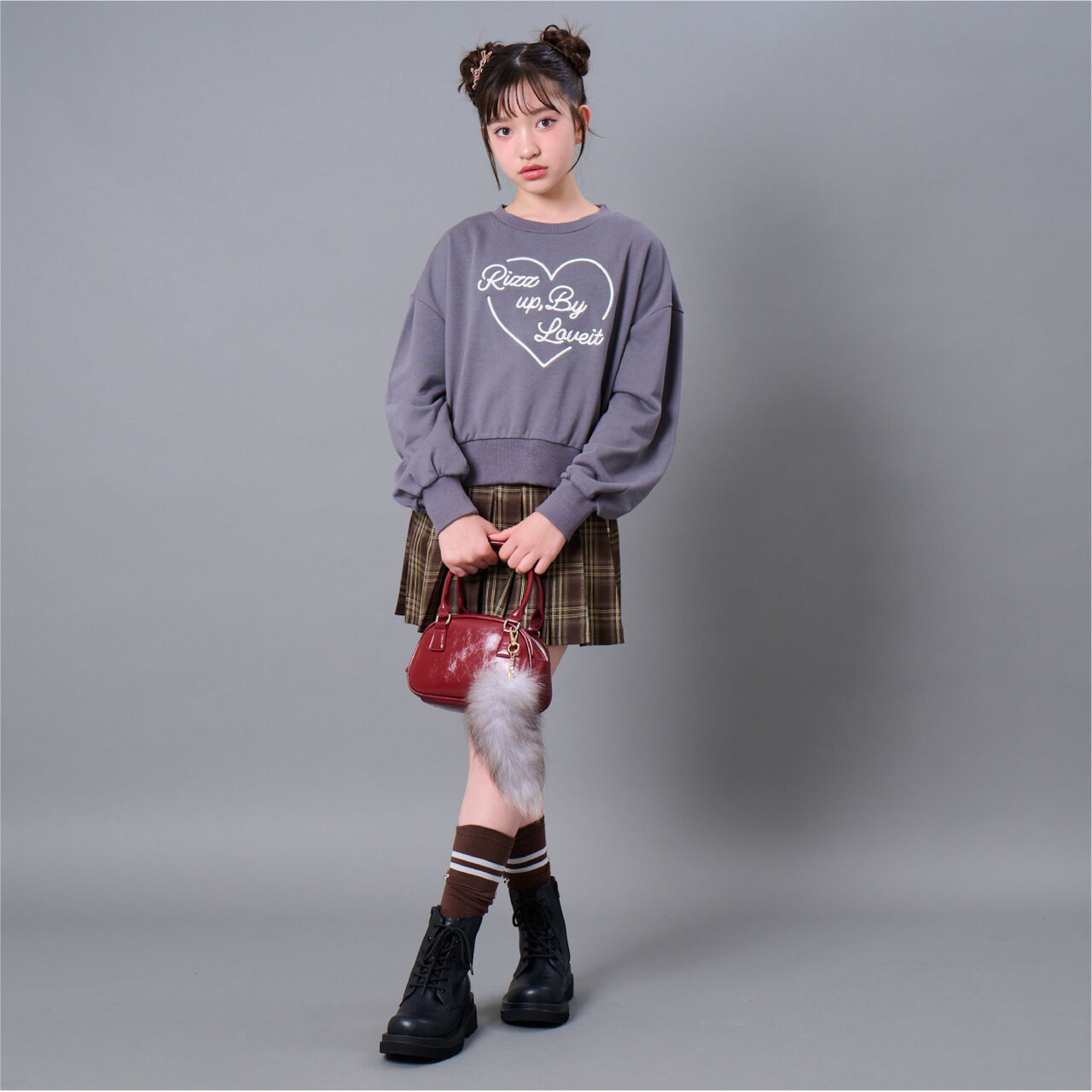 Heart Logo Pullover,Charcoal gray, large image number 1