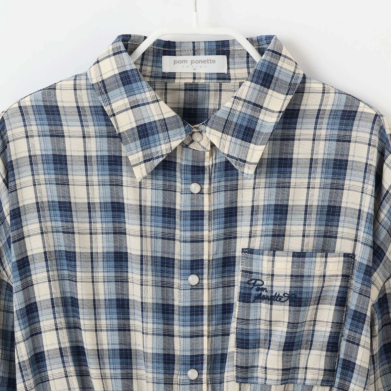 Front Peplum Checkered Shirt,Black, large image number 2