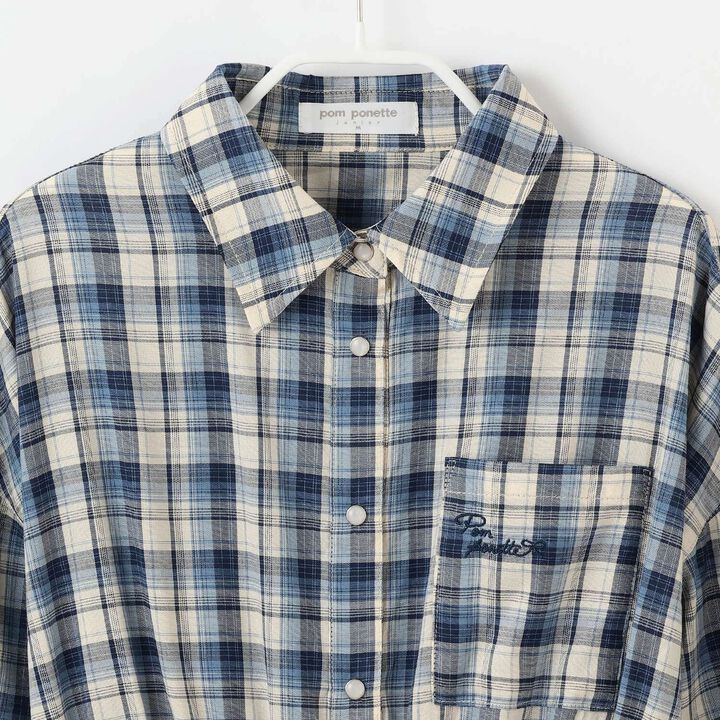 Front Peplum Checkered Shirt,Black, medium image number 2