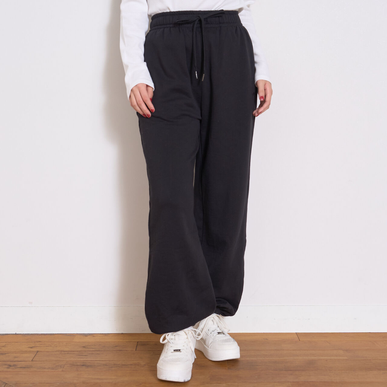 Wool Lined 100% Cotton Sweat Jogger Pants,Black, large image number 3