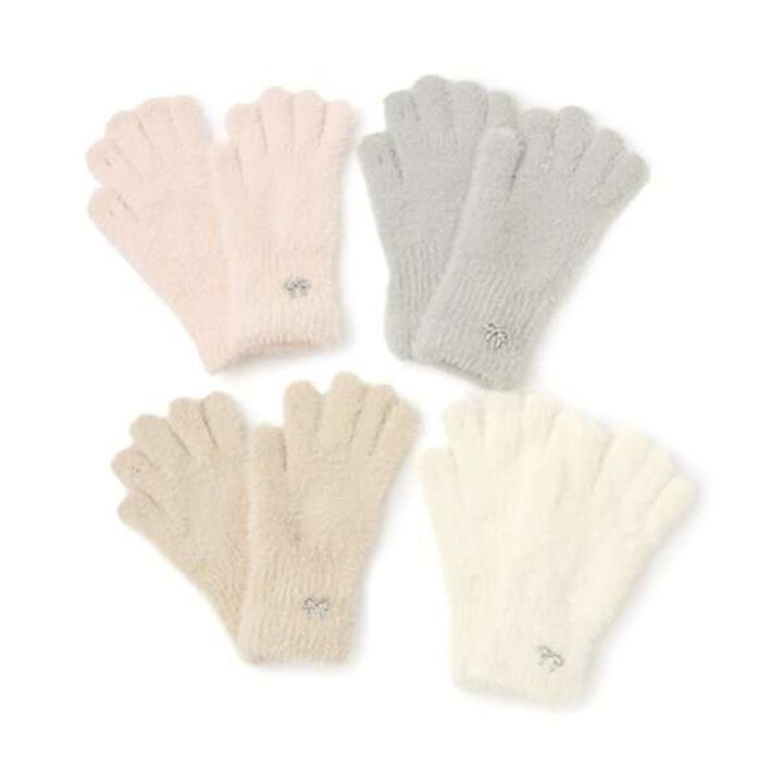 Shaggy Knit Gloves,Beige, medium image number 4