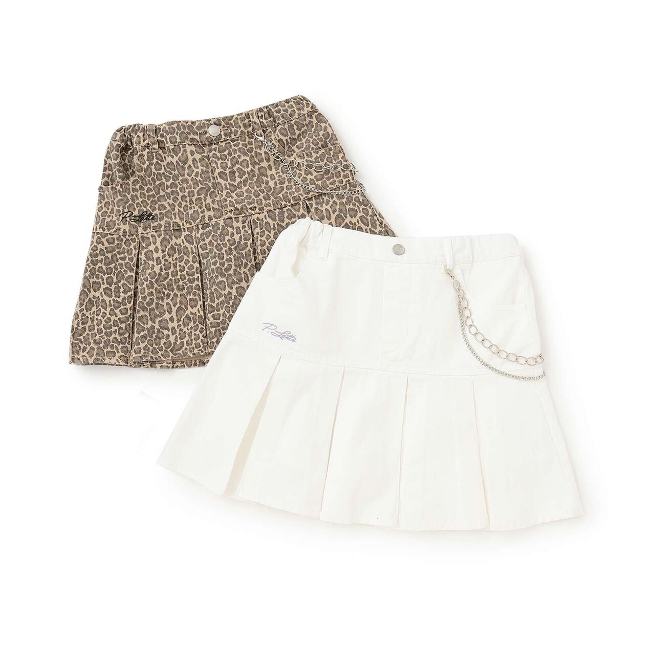 Pleated Skirt with Chain Detail,Beige, large image number 19