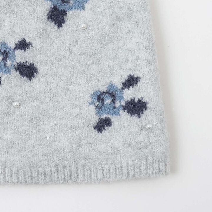 Fluffy and Soft/Matching Flower Pearl Knit Skirt <Set Up Compatible>,Top gray, medium image number 5