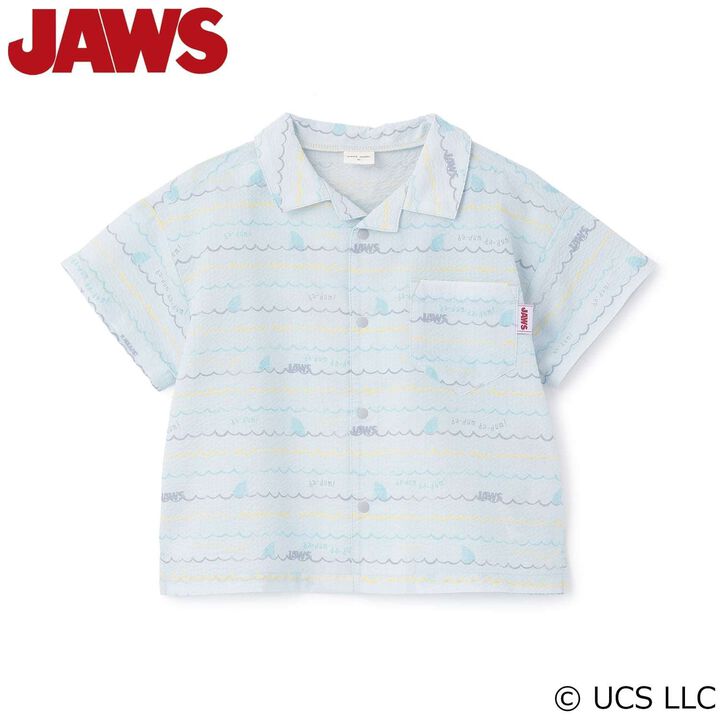 [網路獨家] [JAWS] 大白鯊滿版圖案短袖襯衫,淡灰色, medium image number 0