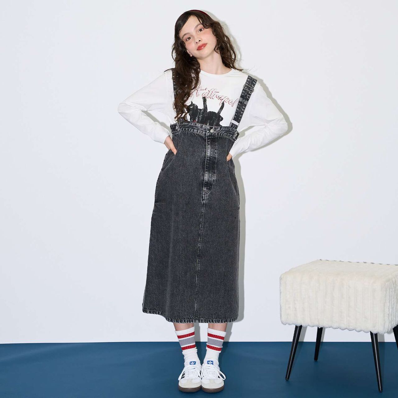 [AMI] High-Waist Jumper Skirt,Black, large image number 1