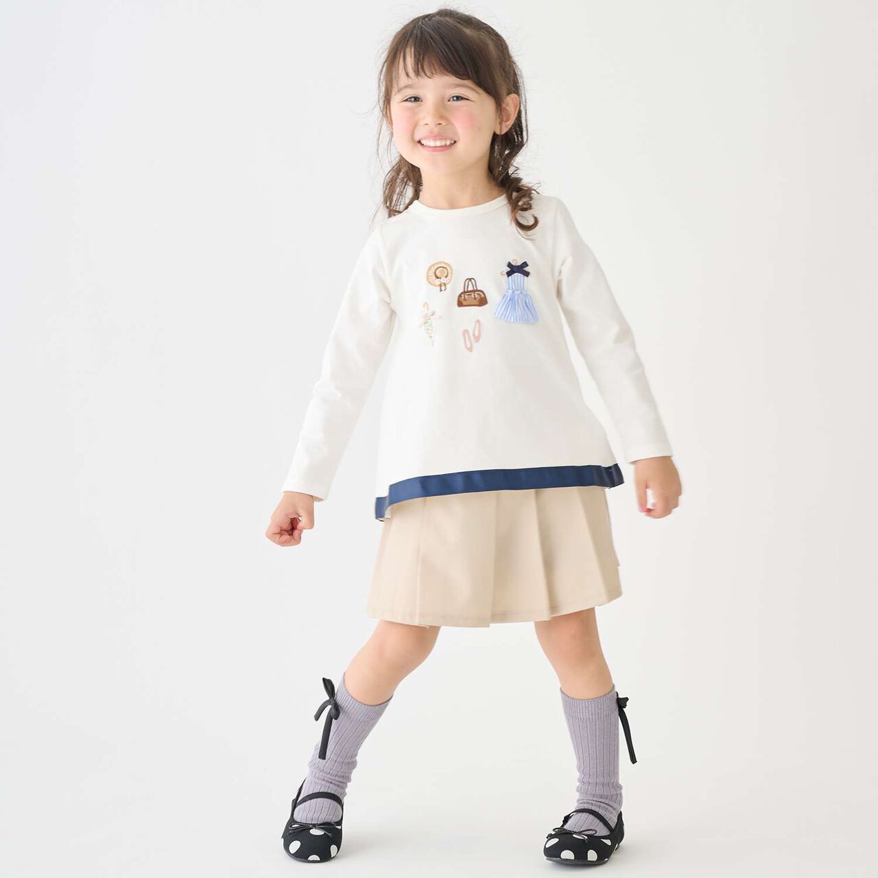 Clothing Motif Long-Sleeve T-Shirt,Navy, large image number 3