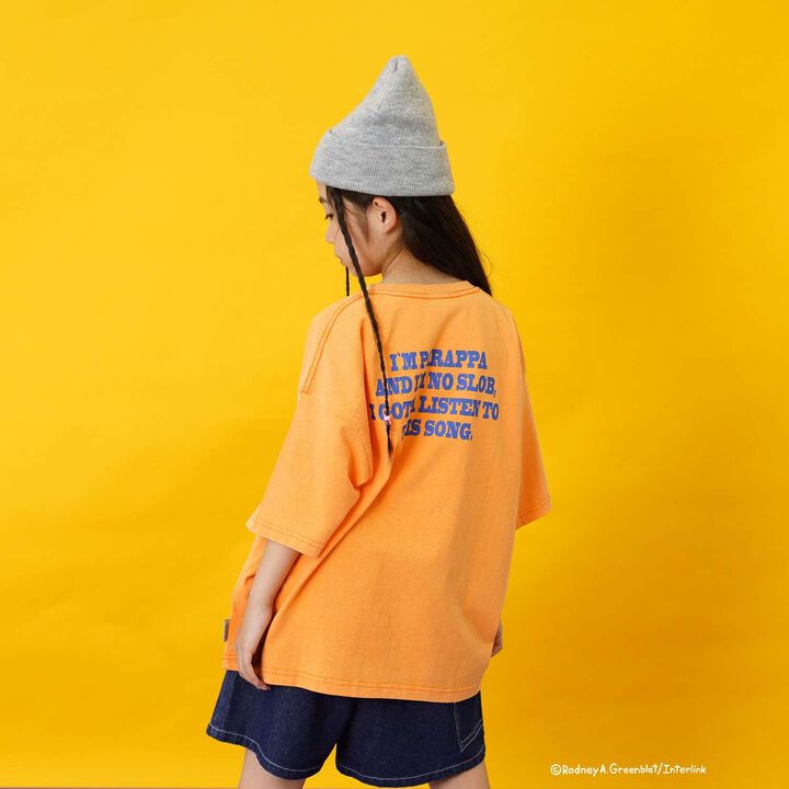 [PaRappa the Rapper] 彩色寬版撞色標誌短袖T恤,橙色, medium image number 5