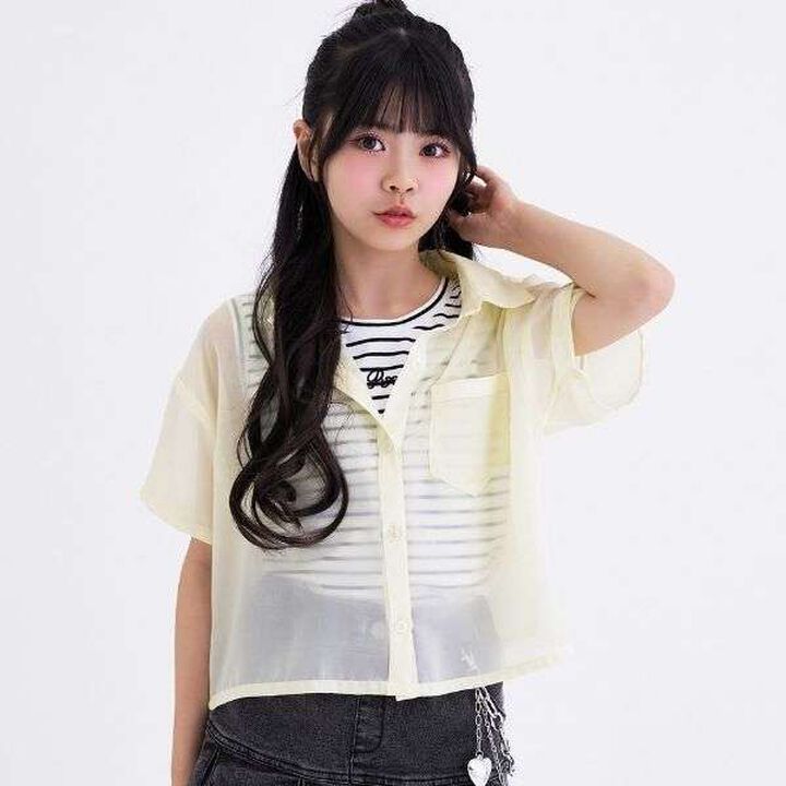 [3WAY] Short-Sleeve Sheer Shirt & Cool Sensation Tank Set,Lavender, medium image number 3