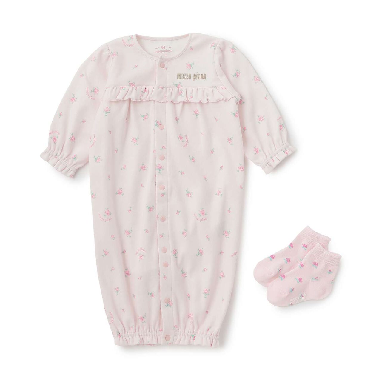 [Box Included] Ribbon & Rose Pattern 2 WAY All-in-One & Socks Set,Off white, large image number 3