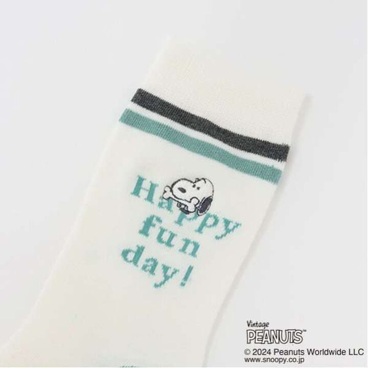 [Made in Japan] [PEANUTS] Striped Crew Socks,Off white, medium image number 1