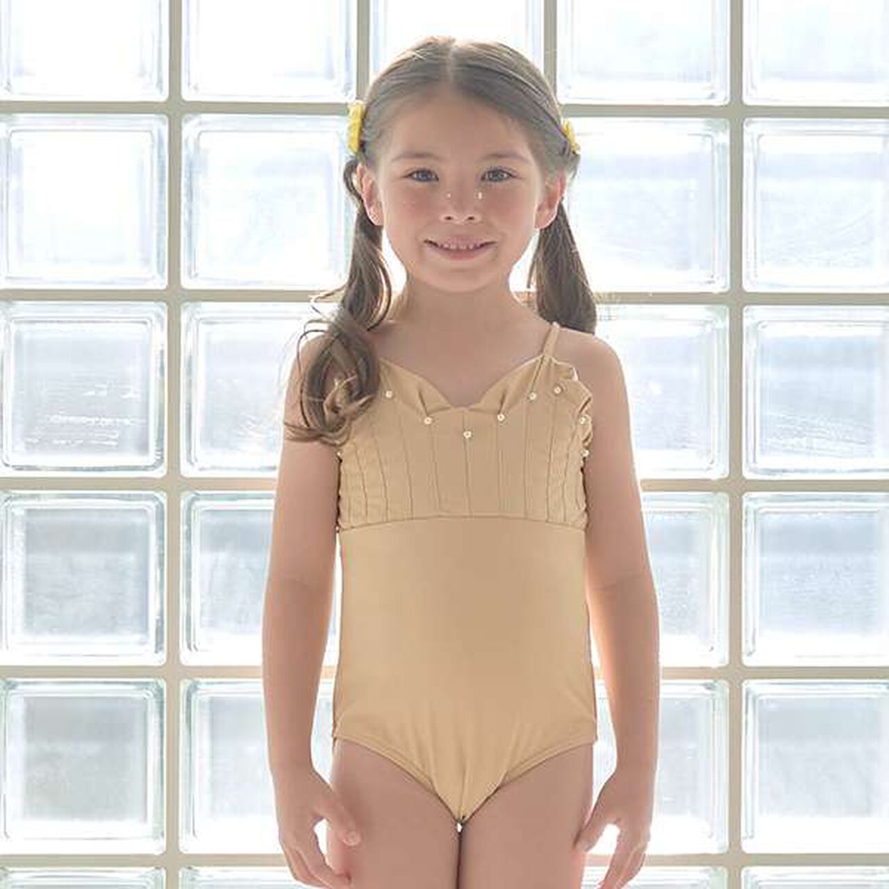 [SWIM] Pearl-Accented Mermaid One-Piece Dress,Mustard, large image number 0