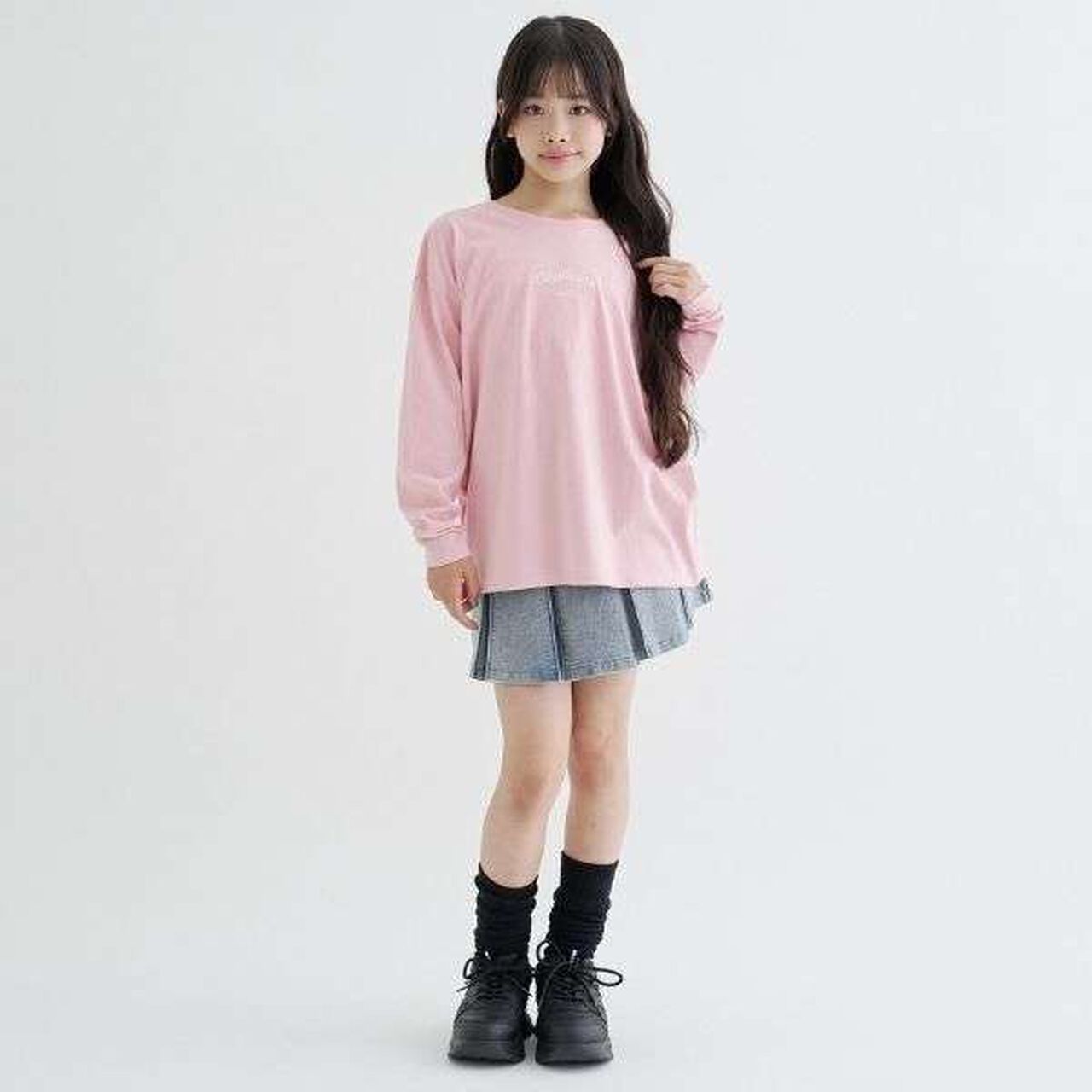 [100% Cotton] Bear Sleeve Long Sleeve T-Shirt,Charcoal gray, large image number 1