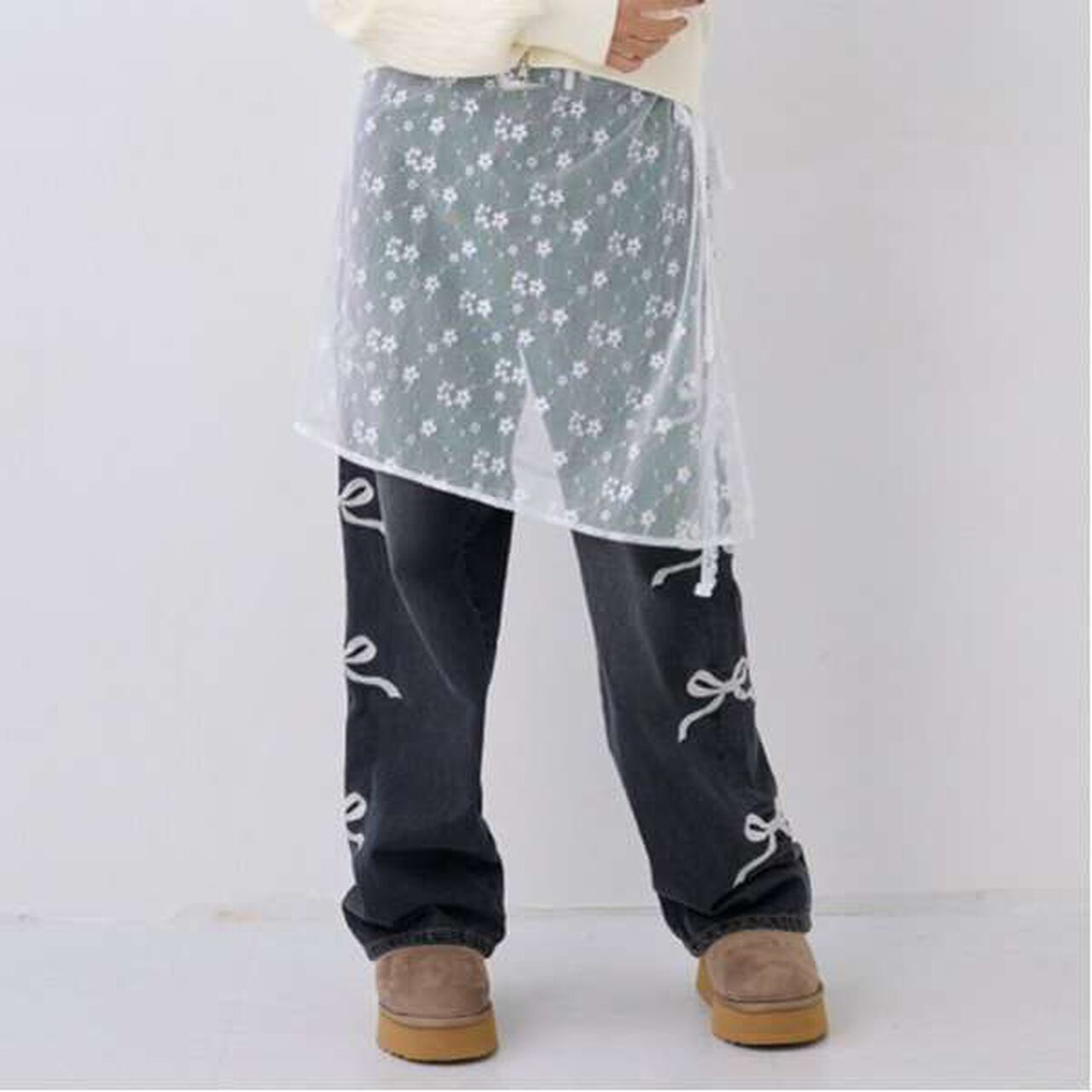 Lace Skirt,White, large image number 0