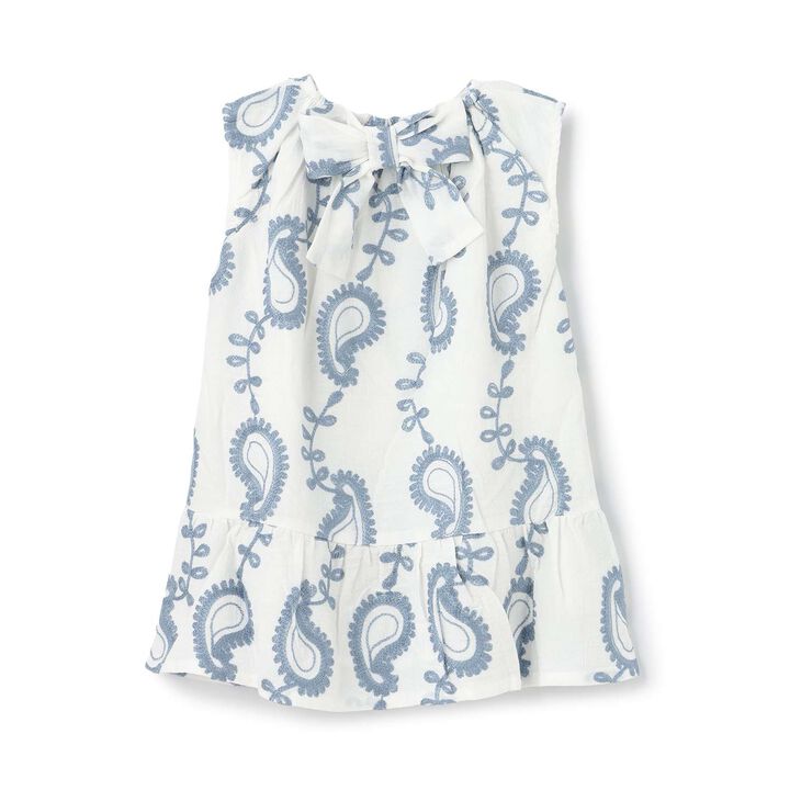 [Link] Paisley Embroidered One-Piece Dress,Cream, medium image number 5