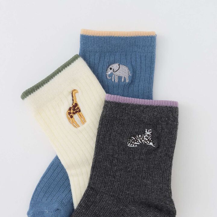 男童款動物刺繡襪子2雙組,淡藍色, medium image number 2