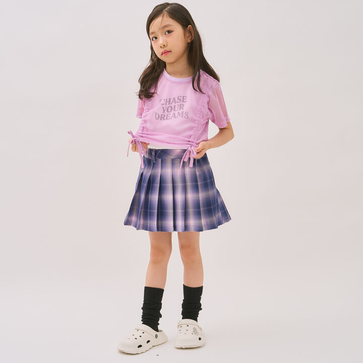 [Inner Lining Included] Mesh Drawstring Short Sleeve T-Shirt,Lavender, medium image number 6