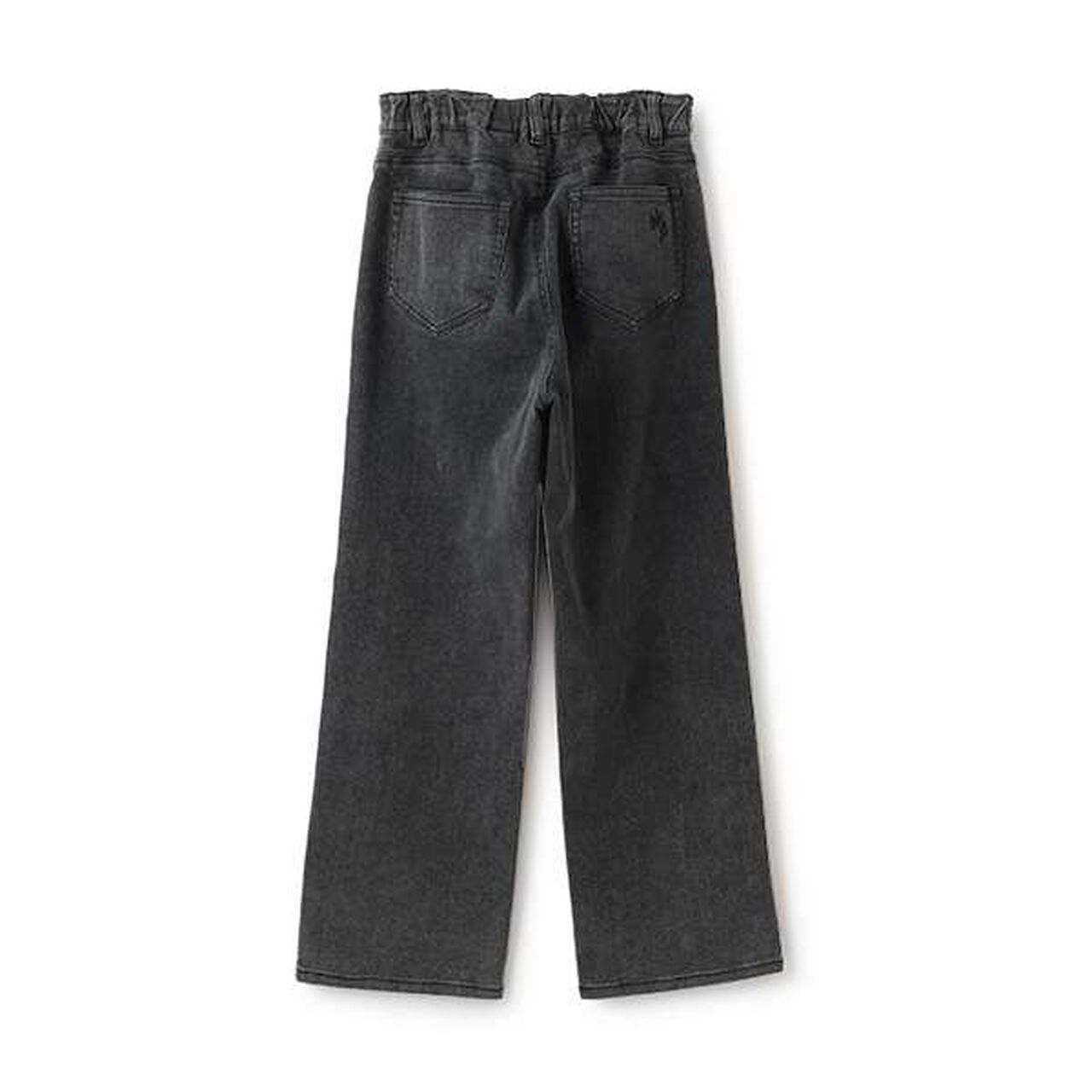 Side Frill Straight Denim Pants,Black, large image number 15