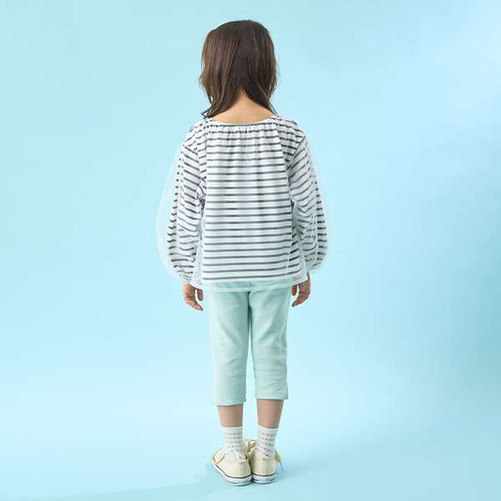 Soft Cotton Tulle Layered Stripe Boat Neck T-Shirt,Blue, medium image number 20