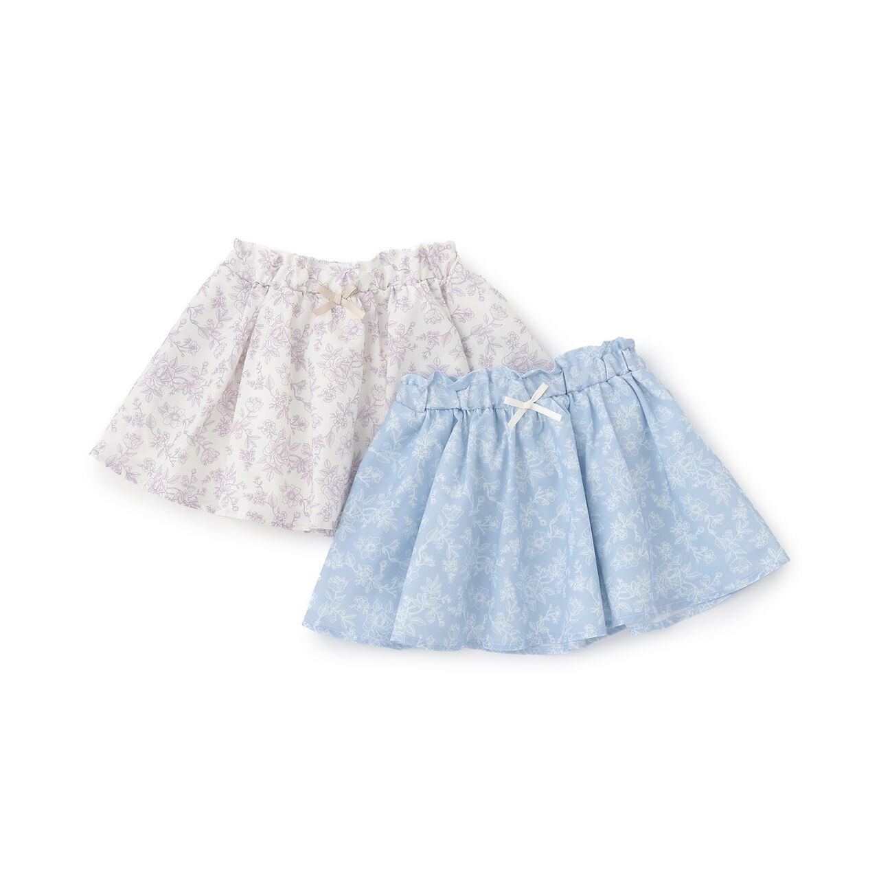 Floral Print Gathered Skirt,Navy, large image number 12