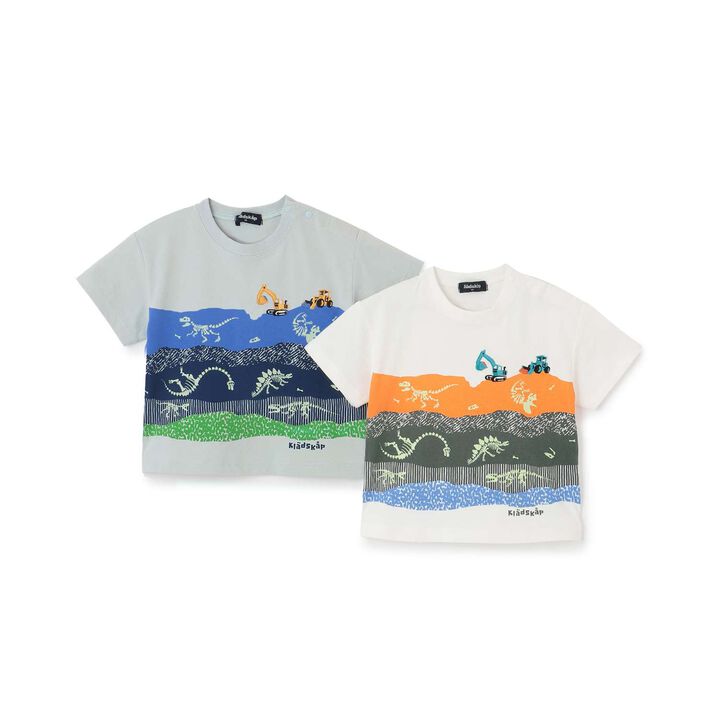 Glow-in-the-Dark Print Strata and Fossil Short Sleeve T-Shirt,Off white, medium image number 10