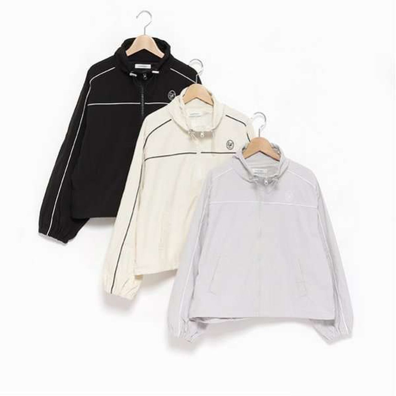 Water-Repellent Piping Nylon Blouson,Ivory, large image number 3