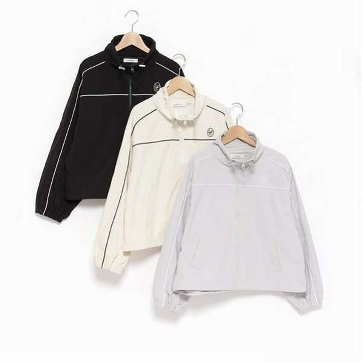 Water-Repellent Piping Nylon Blouson,Ivory, medium image number 3