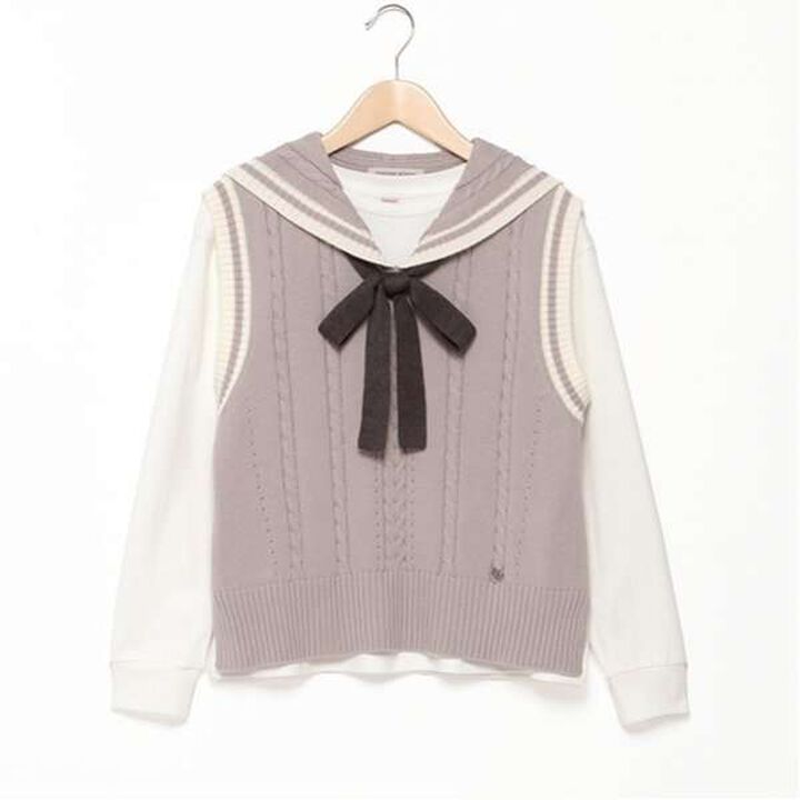 Sailor Knitwear Vest & T-Shirt Set,Gray, medium image number 5