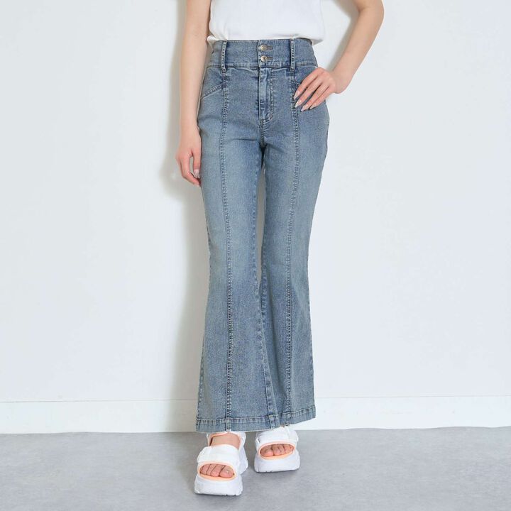 [Cool Touch] Style-Up Flare Denim Pants,Navy, medium image number 0
