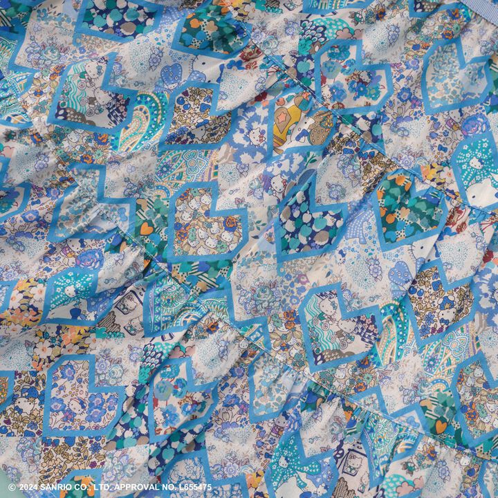 Hello Kitty Patchwork Hearts One-Piece Dress,Blue, medium image number 5