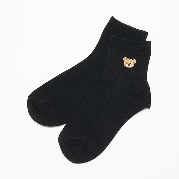 Ribbed Embroidered School Socks,Off white, medium image number 11