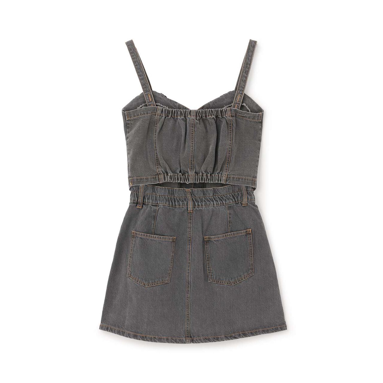 Denim Skirt Outfit Set,Gray, large image number 6