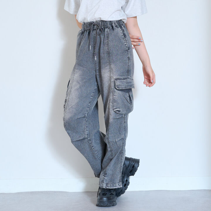 [LTXC/ME DENIM] Stretch Quick-Dry Denim Cargo Pants with Belt Loops,Blue, medium image number 2
