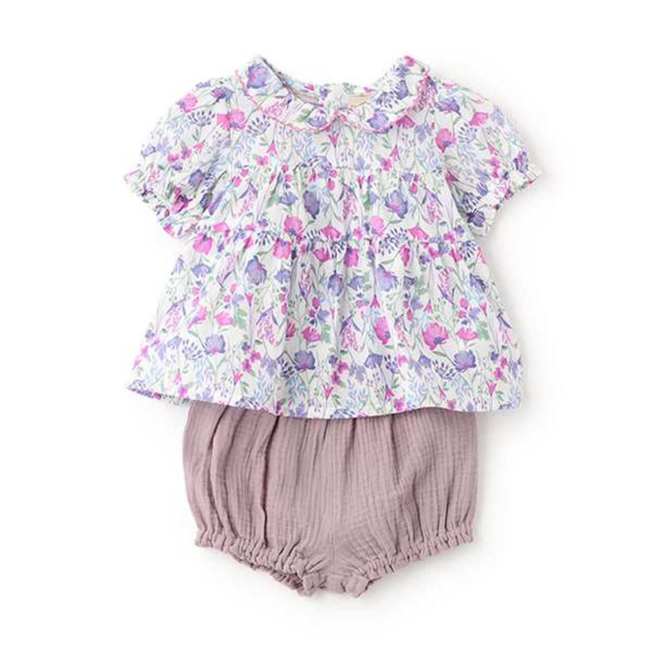 Floral Tunic Pants Set,Blue, large image number 14