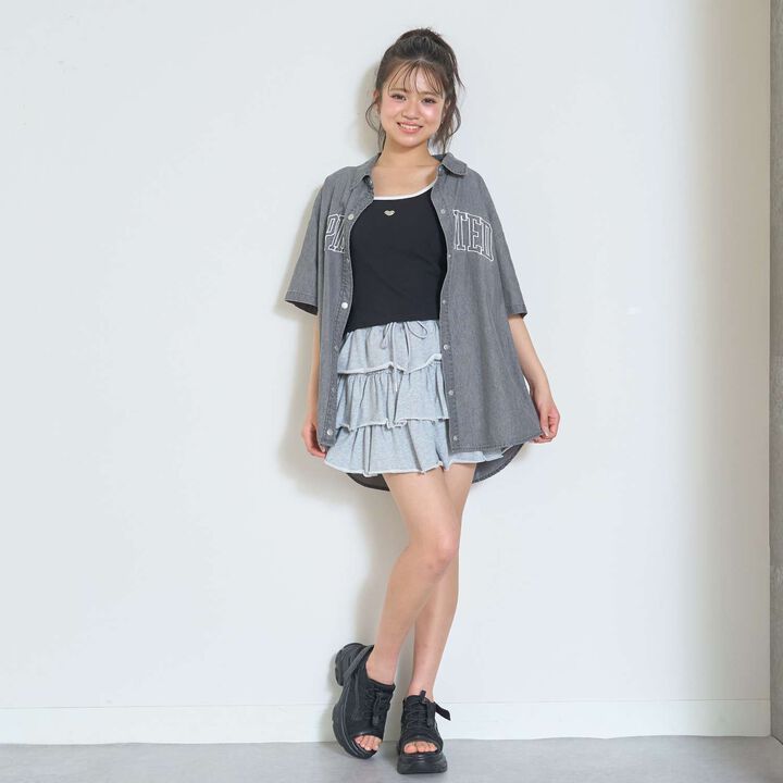 [LTXC/Cool Touch] Denim Loose Tunic Shirt Dress,Gray, medium image number 3