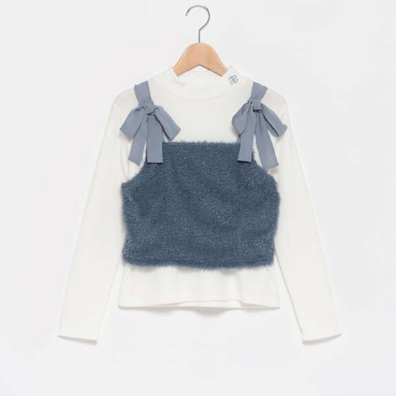 Shaggy Camisole + Ribbed Top Set,Blue, large image number 0