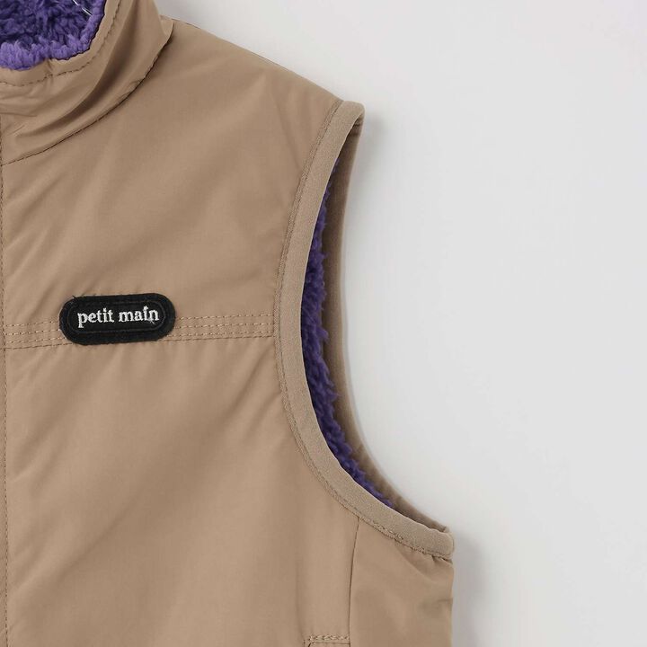 Plain Boa Reversible Vest,Light beige, medium image number 14