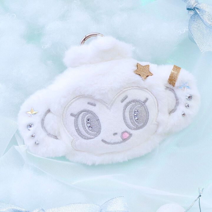 White Lucky Fluffy Sparkle Pouch,, medium