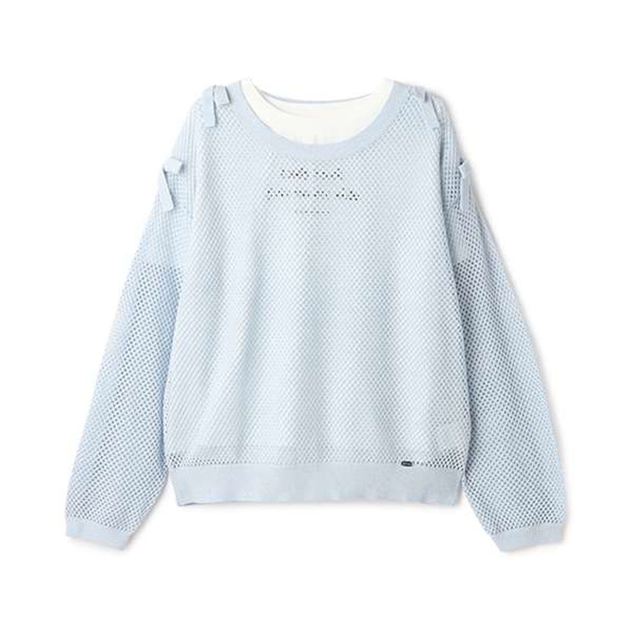 Lurex Mesh Knit & Short Sleeve T-Shirt Set,Light pink, large image number 6