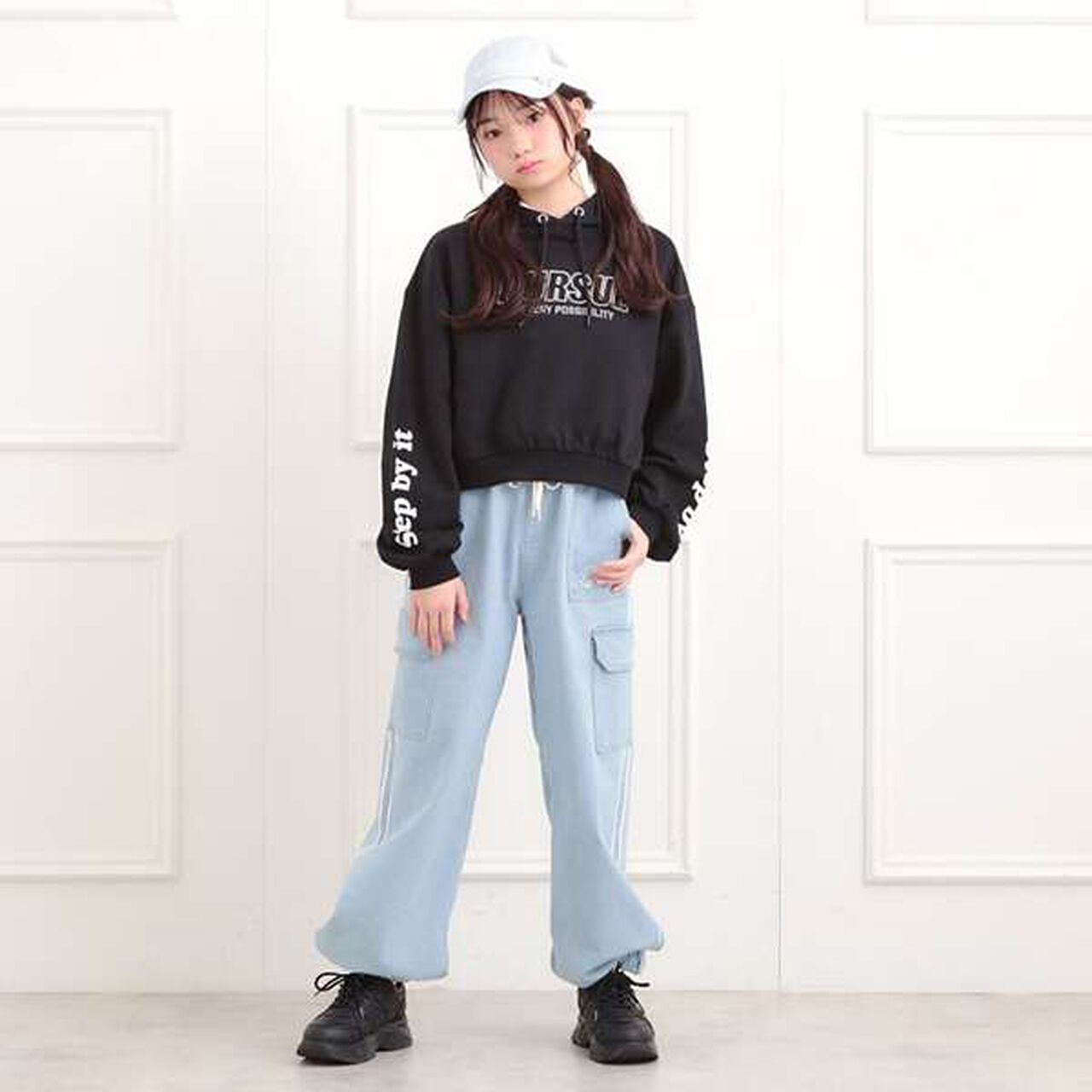 Line Denim Cargo Pants,Light blue, large image number 14